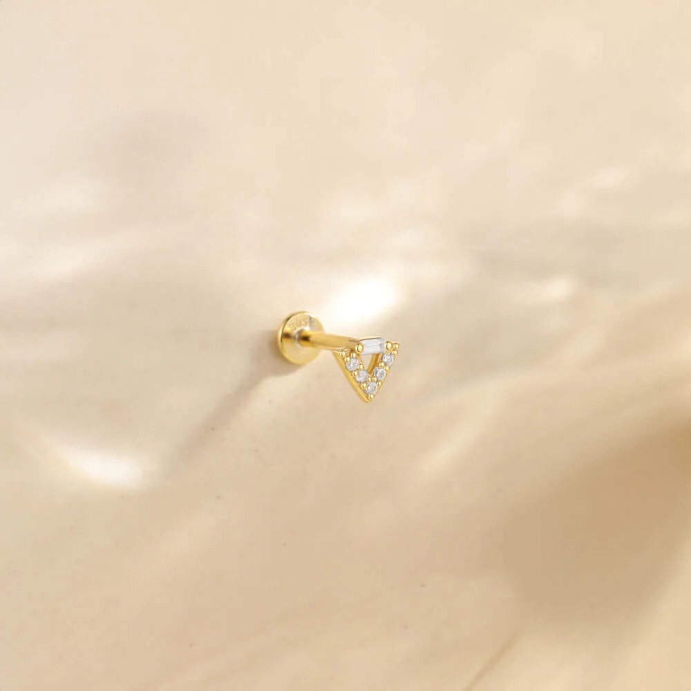 925 Silver Triangular CZ Diamond Flat Back Earrings