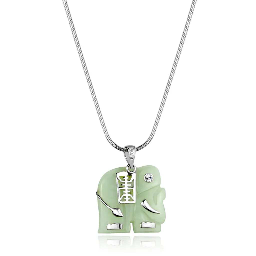 925 Sterling Silver Necklace with Synthetic in Emerald for Women Style LOS860