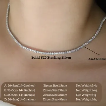 925 Sterling Silver Tennis Necklace For Women | Diamant Necklace