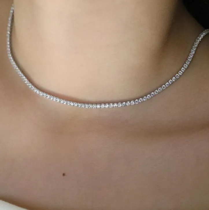 925 Sterling Silver Tennis Necklace For Women | Diamant Necklace