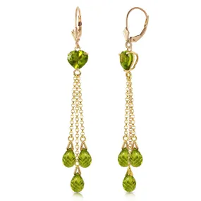 9.5 Carat 14K Solid Yellow Gold Chandelier Earrings Briolette Peridot