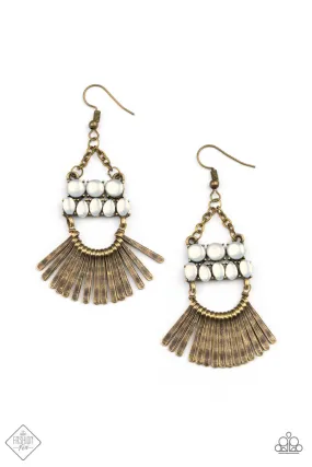 A FLARE for Fierceness Brass Paparazzi Earrings