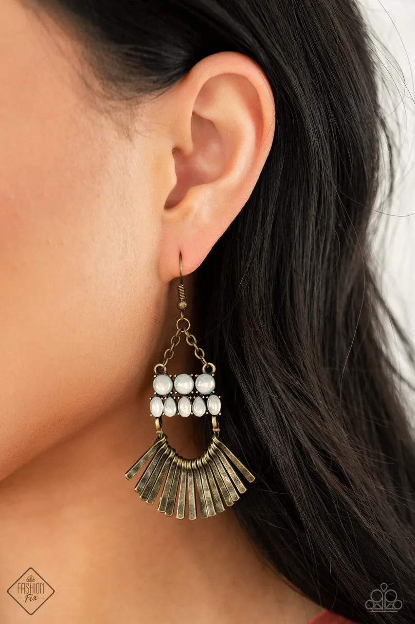A FLARE for Fierceness Brass Paparazzi Earrings