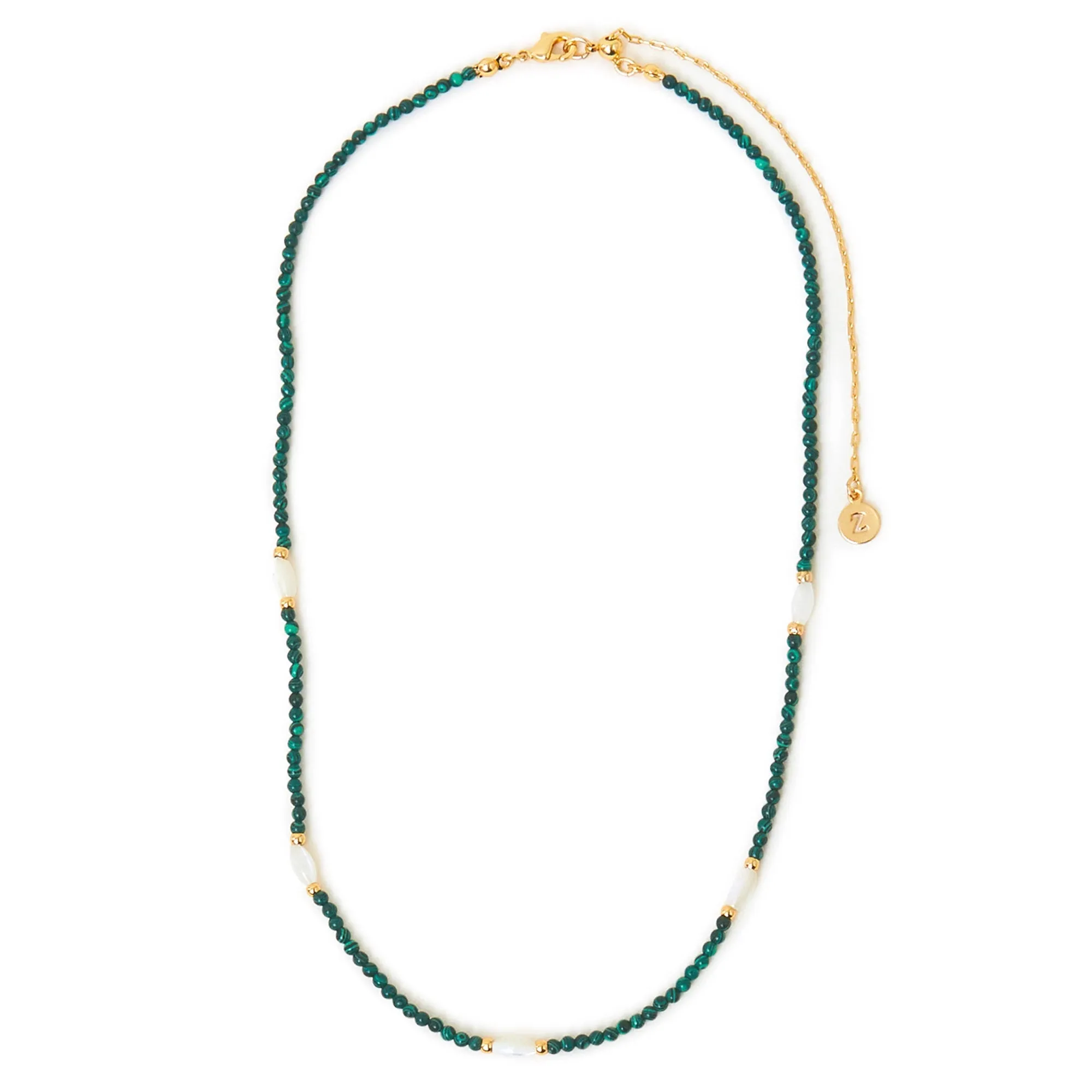 Accessorize London Women's Z Real Gold Plated Green Pearl Station Necklace