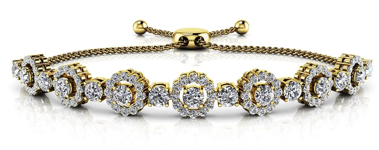 Adjustable Diamond Circle Link Lab-Grown Diamond Bracelet with 2.64 ct.(finished) 1.3mm, 3.2mm