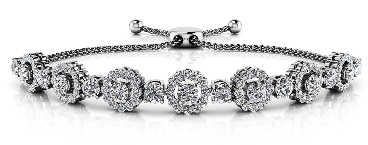 Adjustable Diamond Circle Link Lab-Grown Diamond Bracelet with 2.64 ct.(finished) 1.3mm, 3.2mm