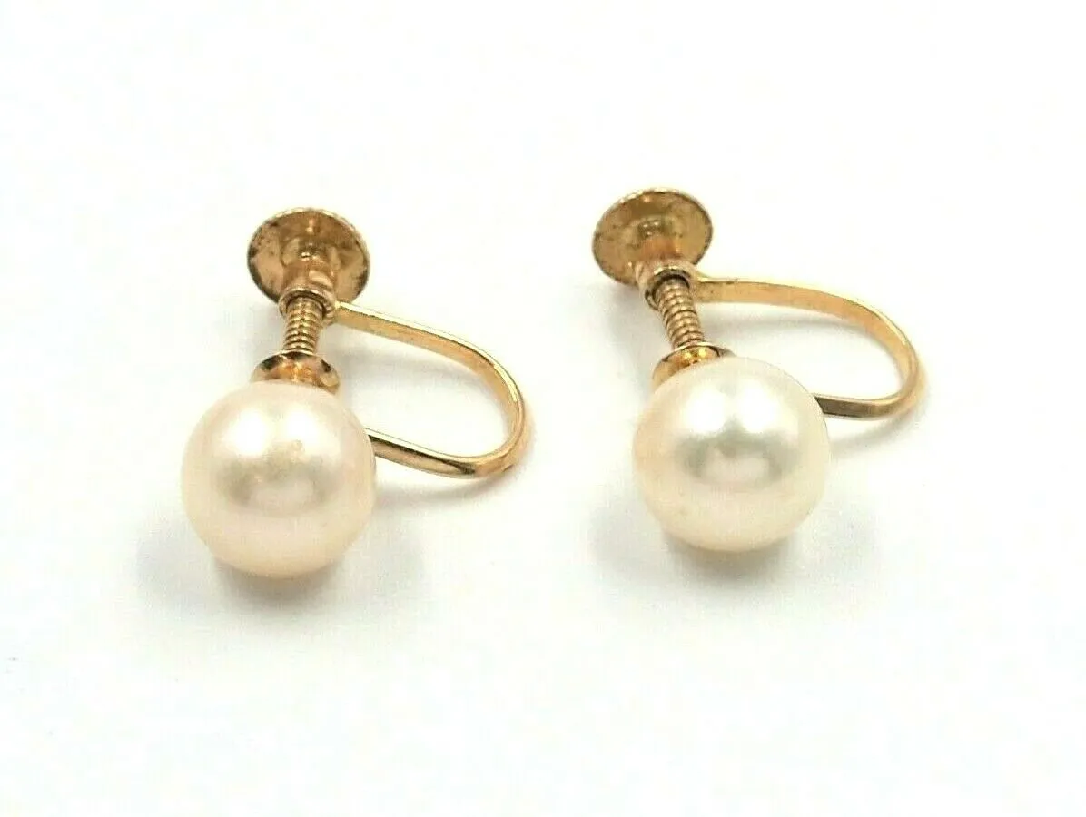 Akoya Pearl 14ct Yellow Gold Screw-Back Earrings