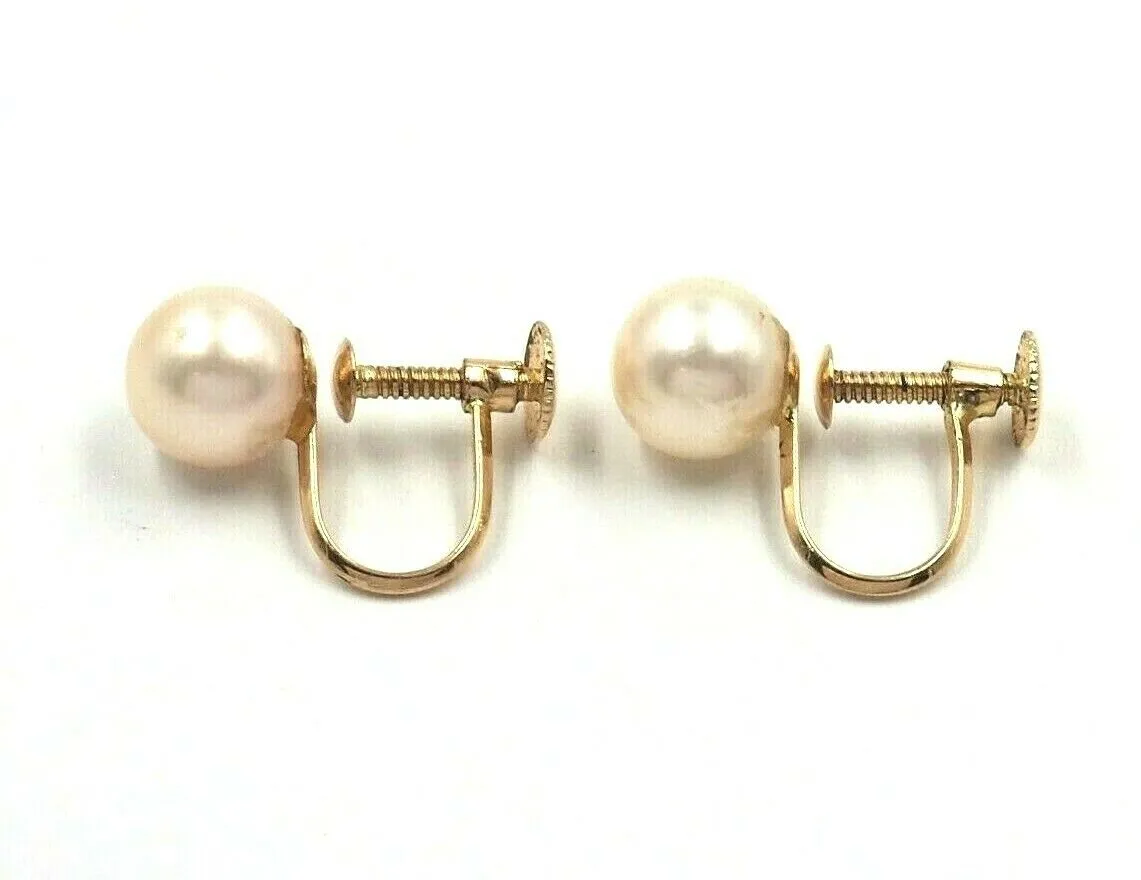 Akoya Pearl 14ct Yellow Gold Screw-Back Earrings