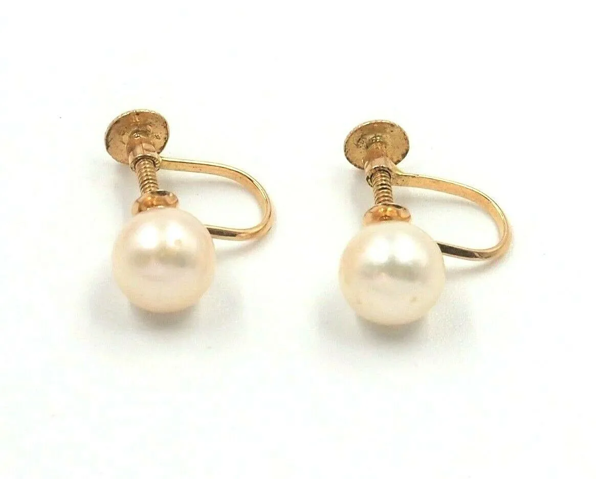Akoya Pearl 14ct Yellow Gold Screw-Back Earrings