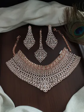 Alluring Rose-gold Bridal Choker Set