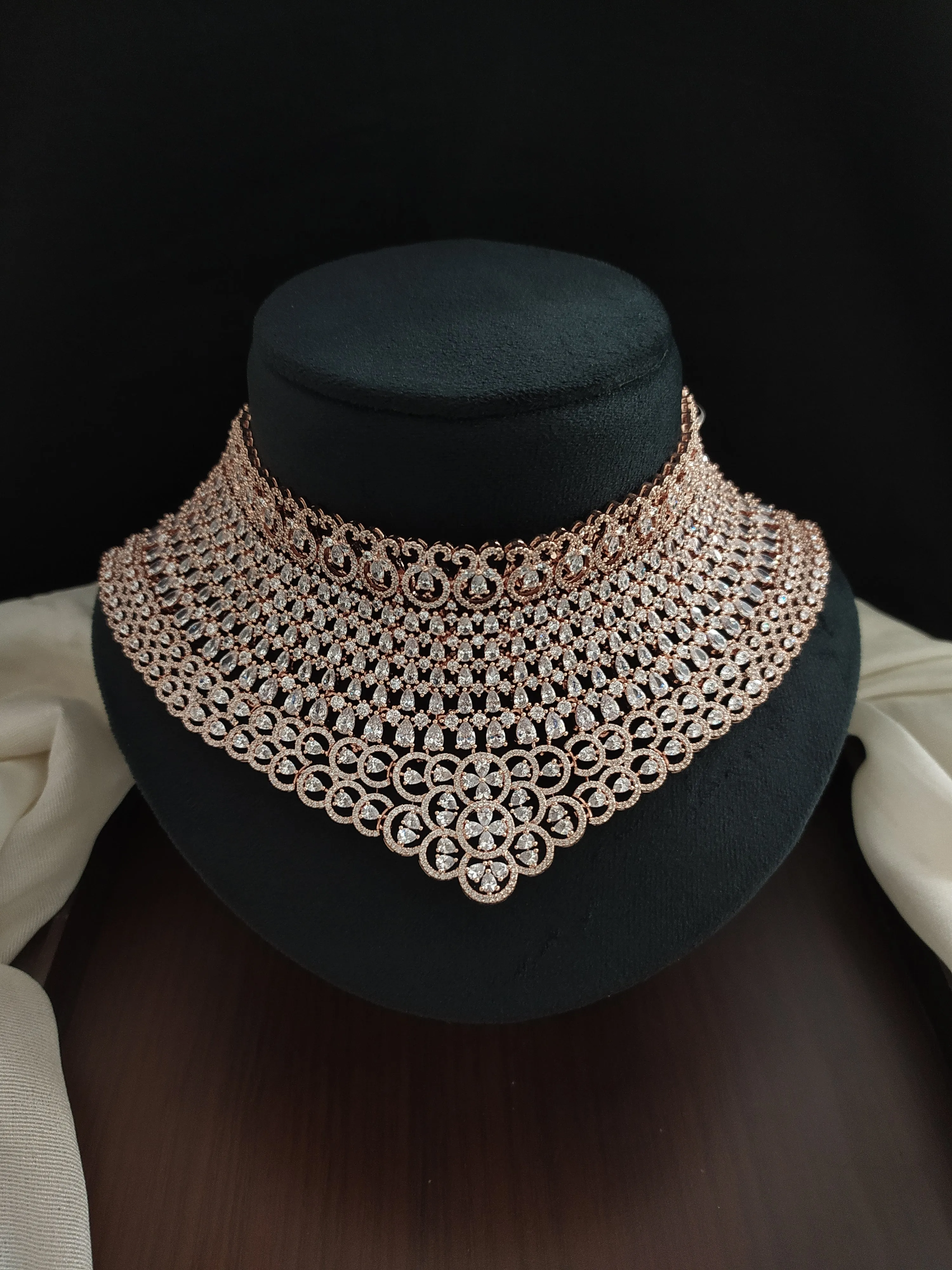 Alluring Rose-gold Bridal Choker Set