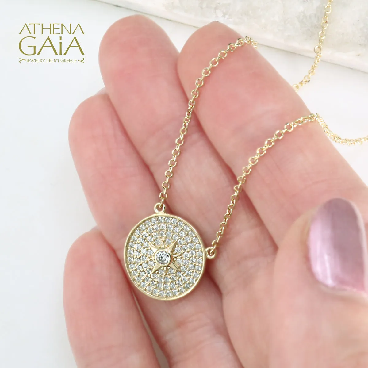 Al'Oro Stone Disc Necklace