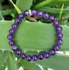 AMETHYST BRACELET, Purple Stone Bracelet, 8mm Gemstone Bracelet, Amethyst Stone Bracelet, Beaded Bracelet, Healing Bracelet 100% real stones