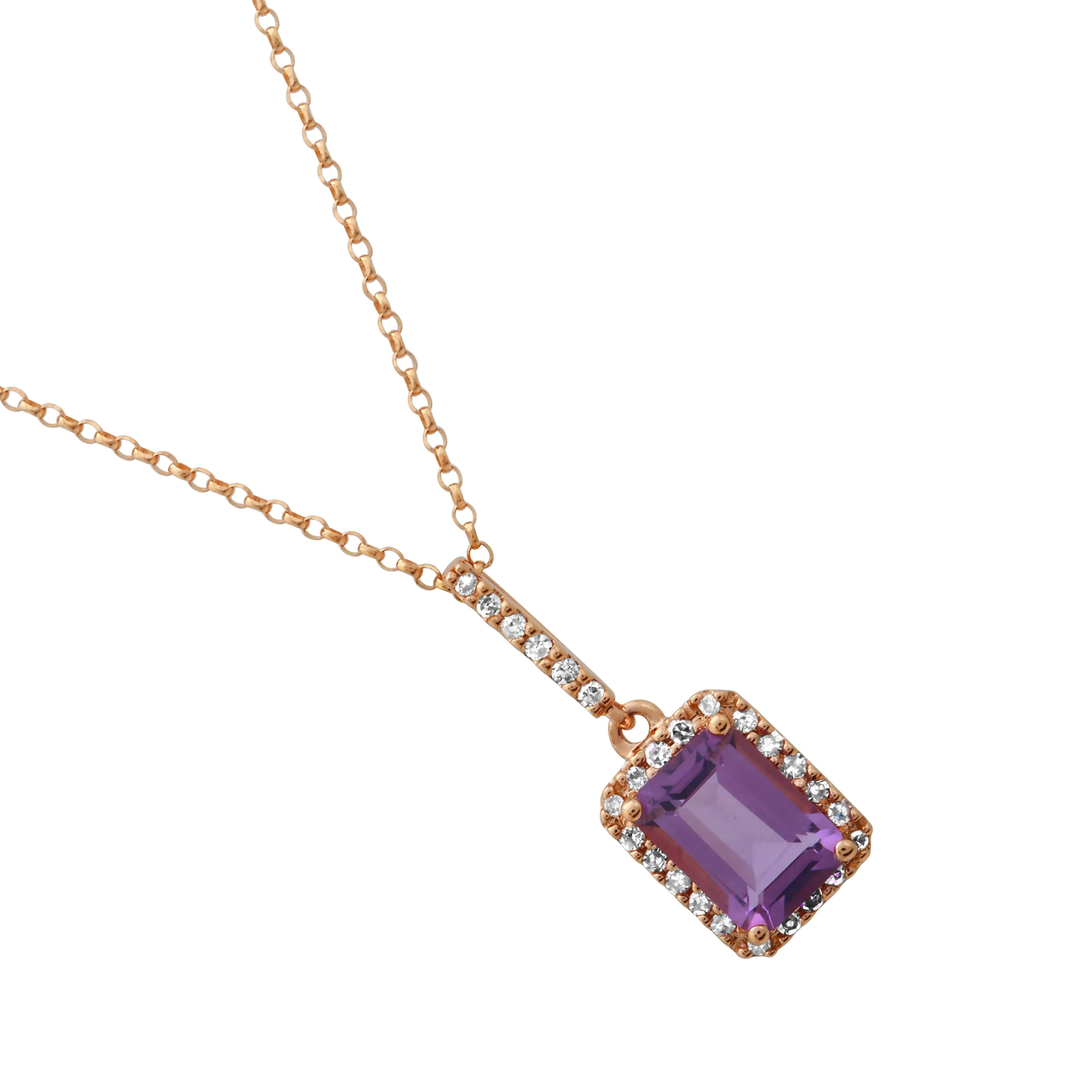 Amethyst Emerald Cut Pendant