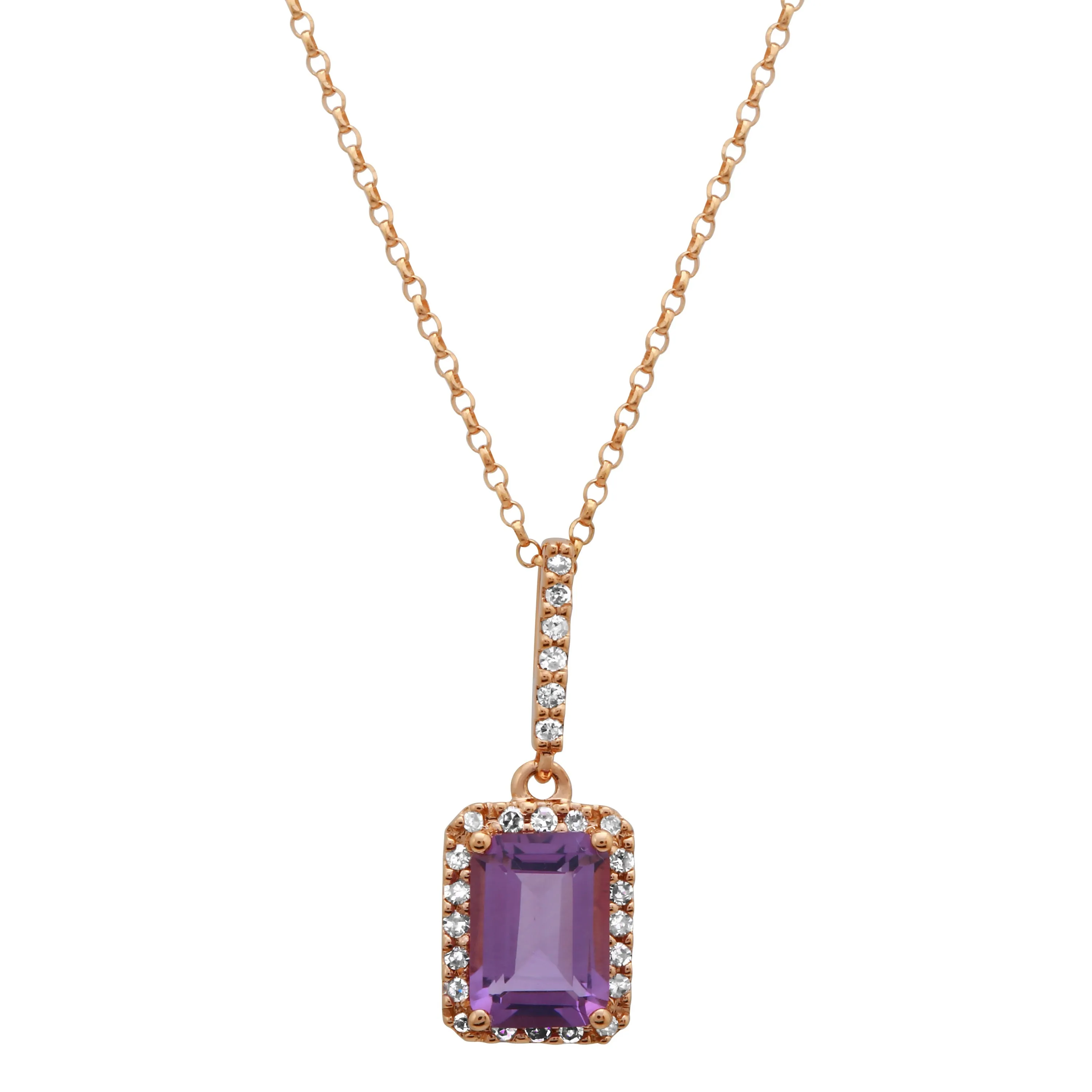 Amethyst Emerald Cut Pendant