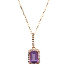 Amethyst Emerald Cut Pendant