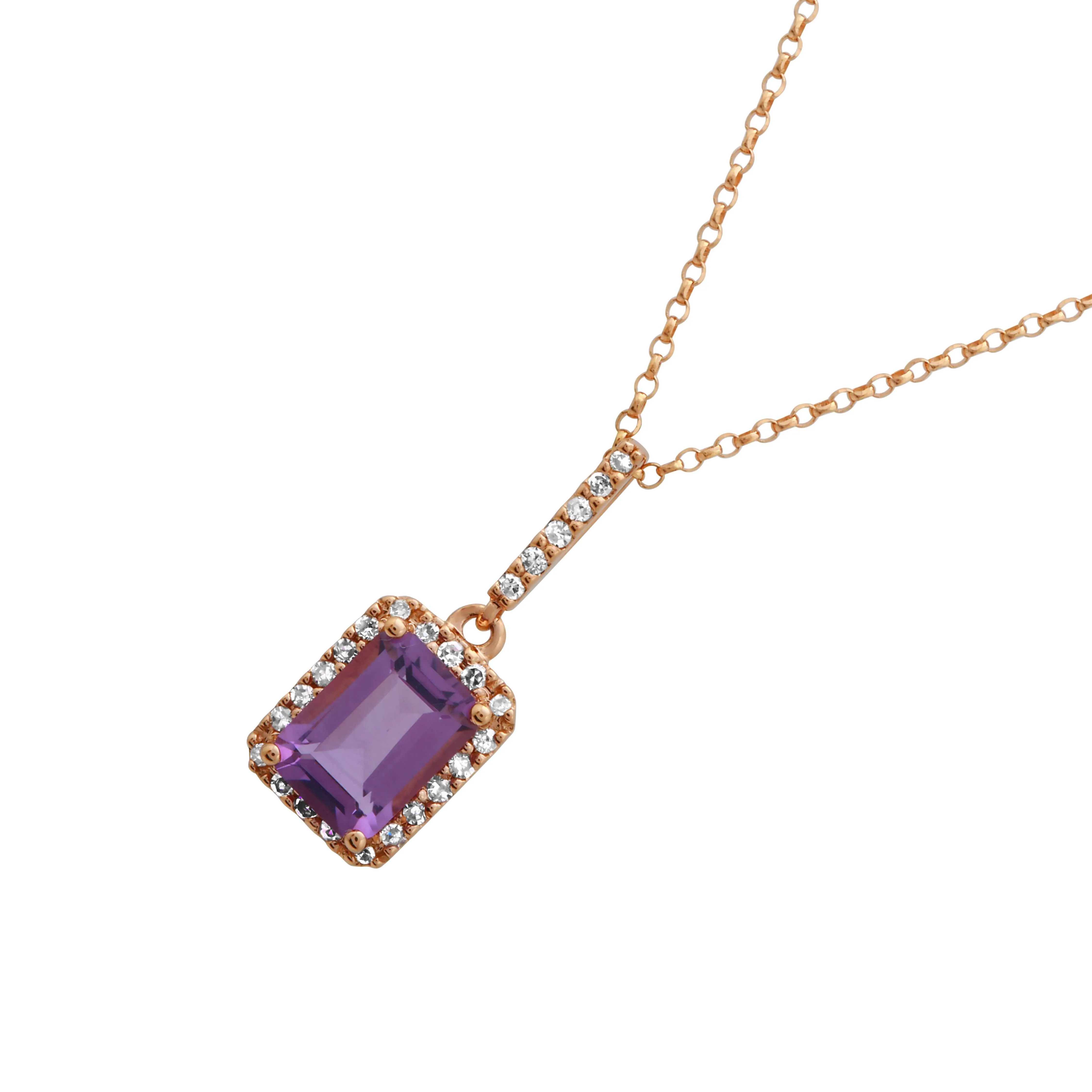 Amethyst Emerald Cut Pendant