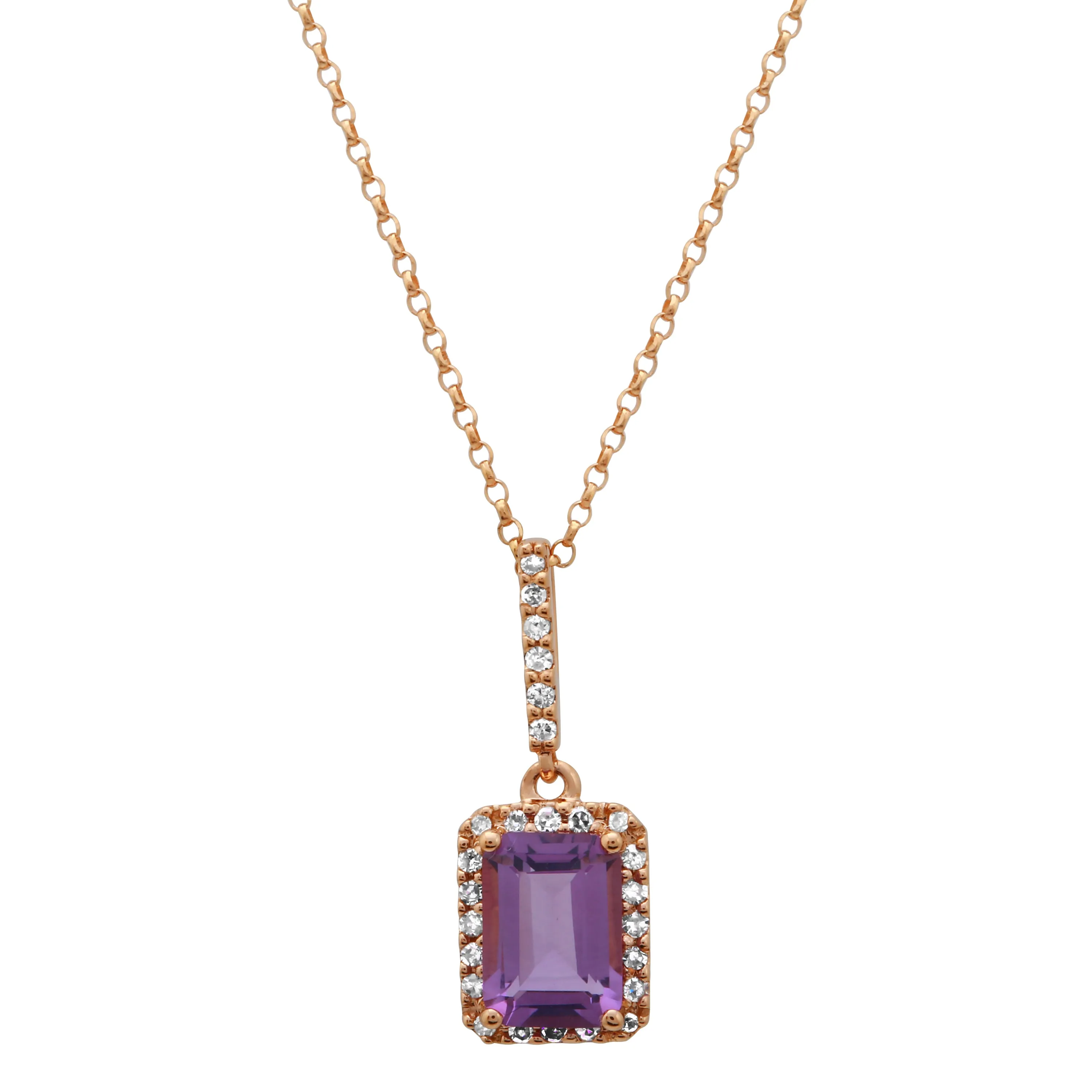Amethyst Emerald Cut Pendant