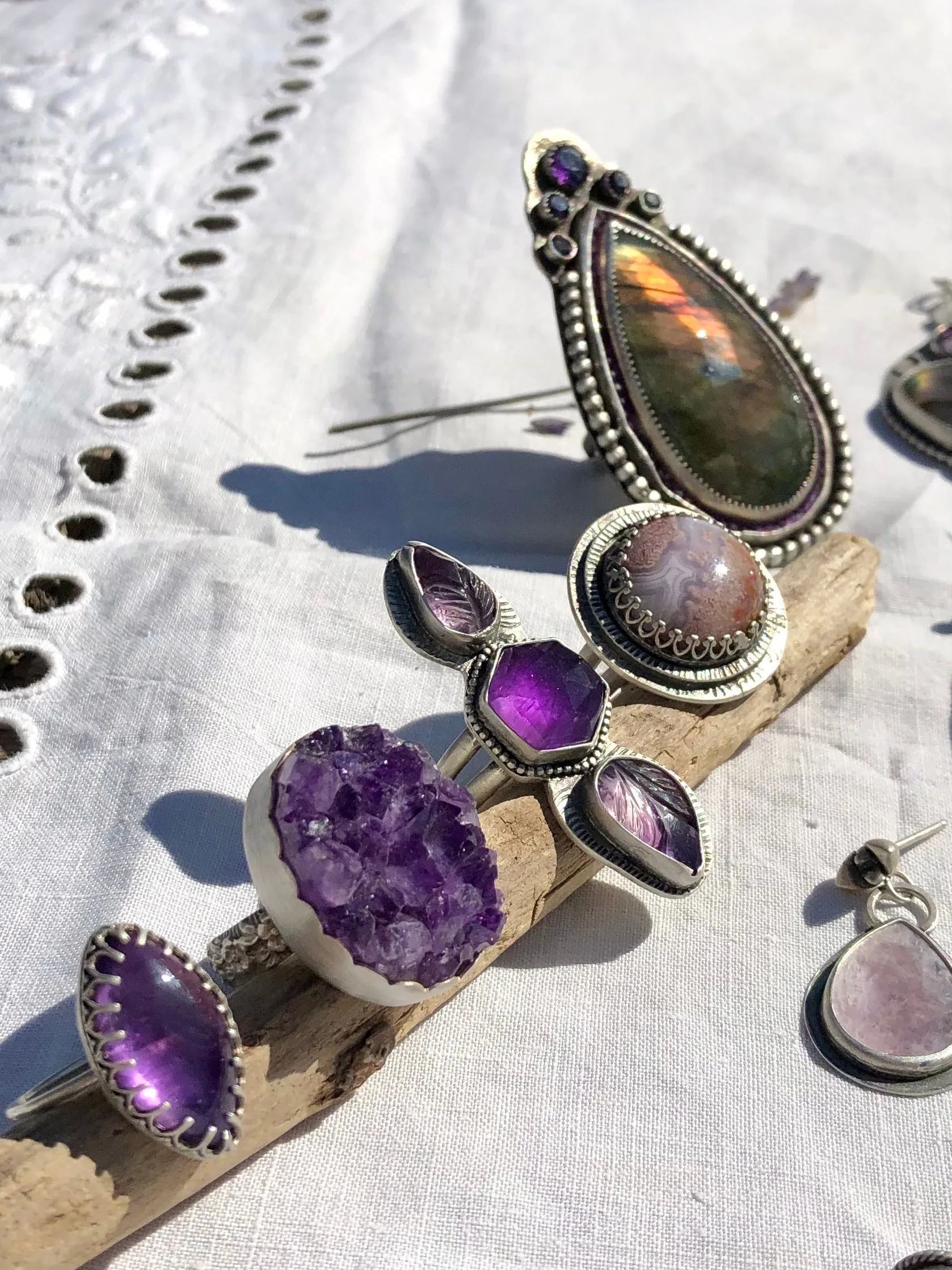 Amethyst Feather Ring