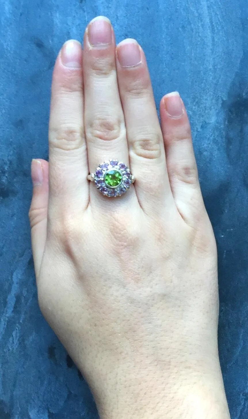 Amethyst Flower Ring - Vintage Amethyst Ring - Purple Flower Ring