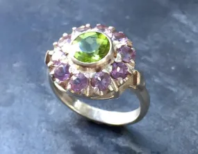 Amethyst Flower Ring - Vintage Amethyst Ring - Purple Flower Ring