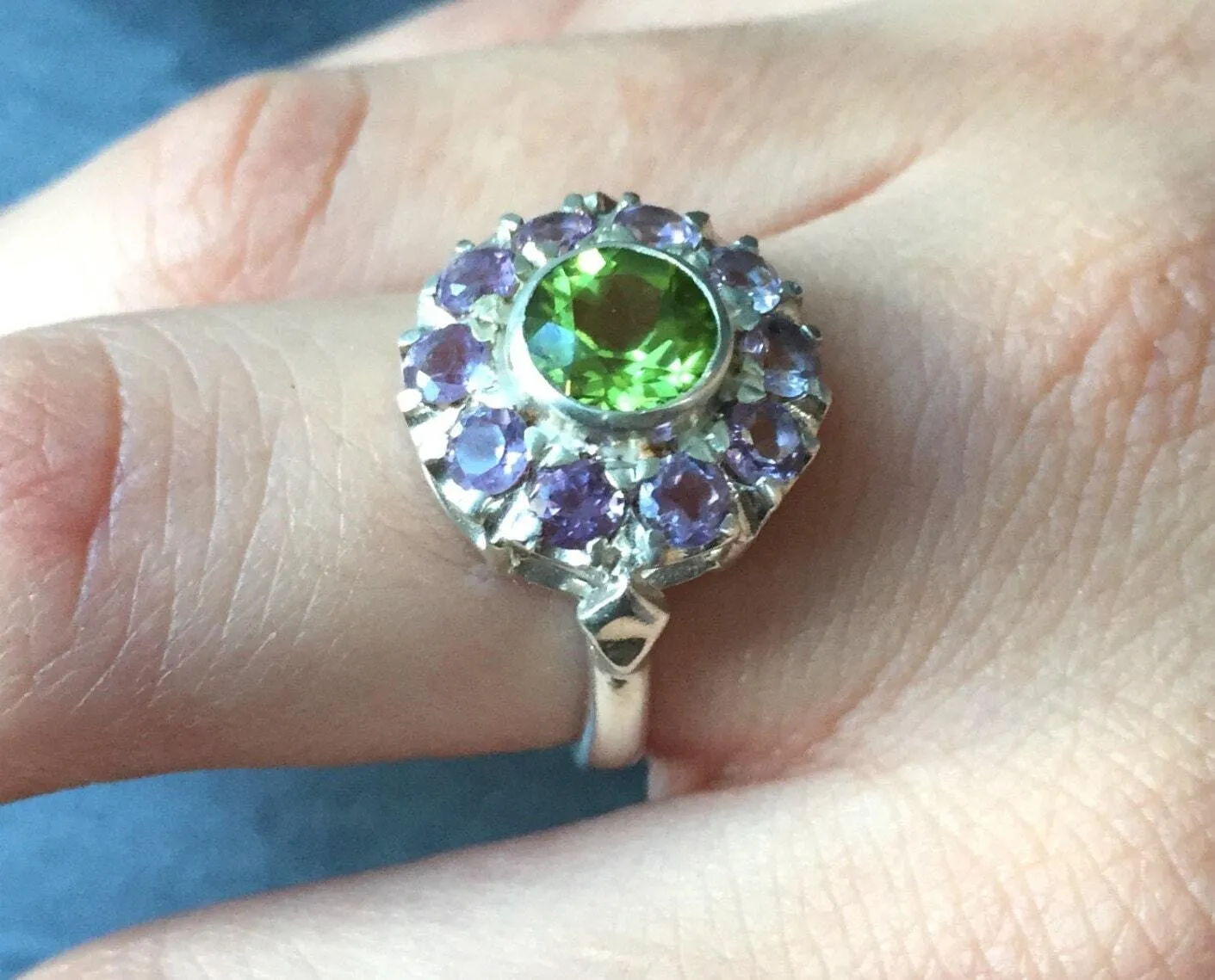 Amethyst Flower Ring - Vintage Amethyst Ring - Purple Flower Ring