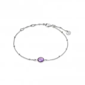 Amethyst Healing Stone Bobble Silver Bracelet HBR1002_SLV