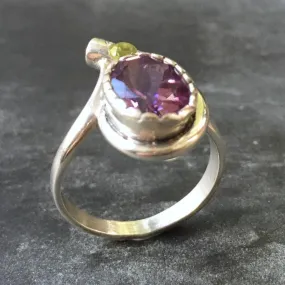 Amethyst Statement Ring - Purple Gemstone Ring - Teardrop Ring