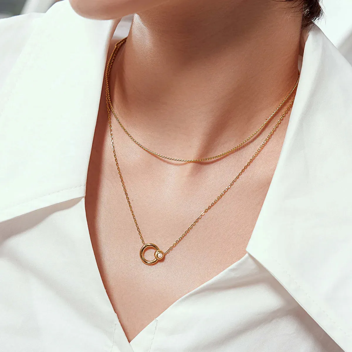 Ania Haie Gold Hoop Freshwater Pearl Necklace