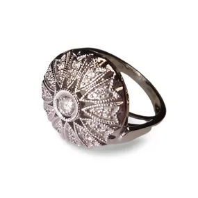 Antique Estate 14K White Gold Round Cocktail Diamond Ring
