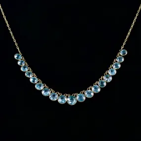 Antique Victorian Blue Zircon Necklace 9Ct Circa 1900
