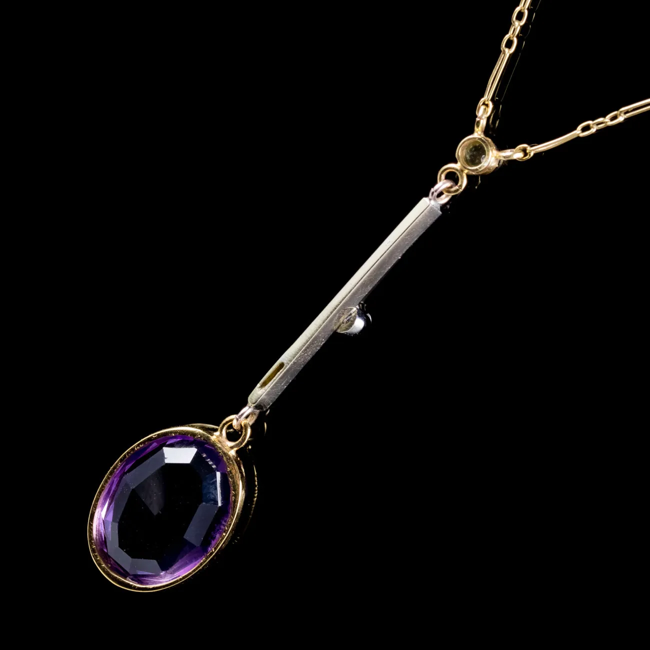 Antique Victorian Suffragette Lavaliere Necklace 15Ct Gold Circa 1900