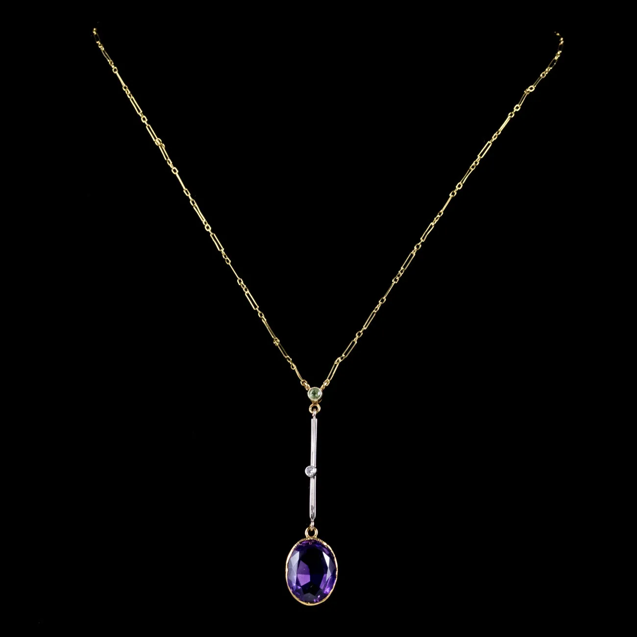 Antique Victorian Suffragette Lavaliere Necklace 15Ct Gold Circa 1900