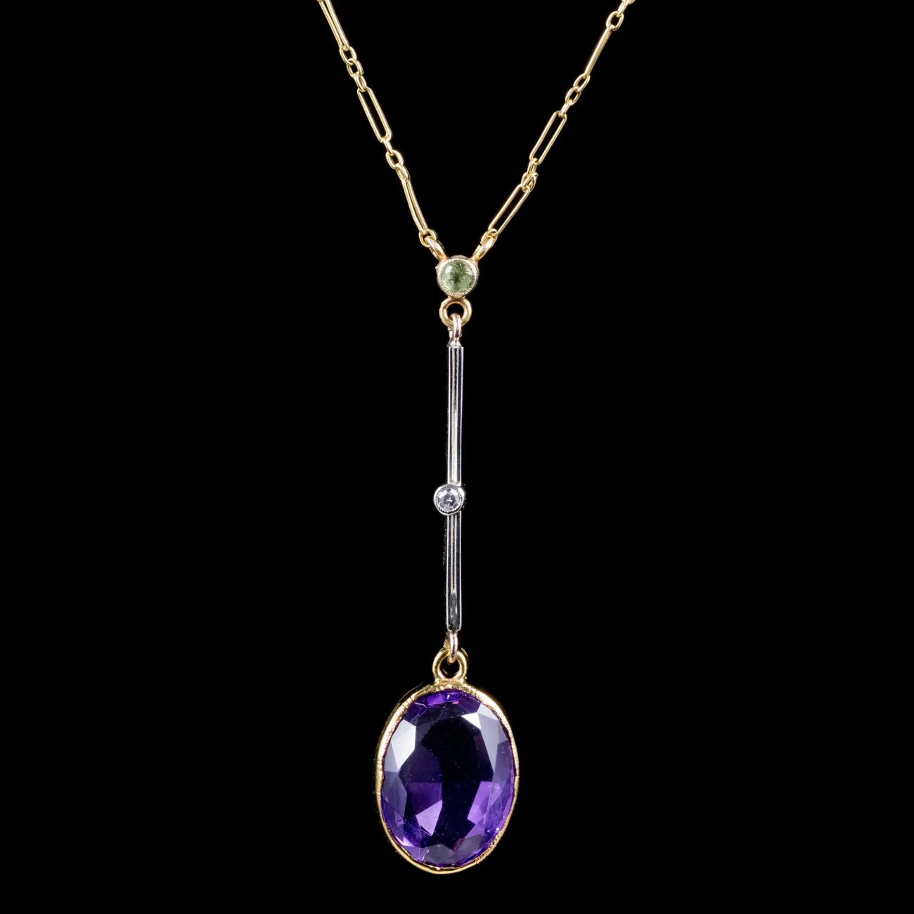 Antique Victorian Suffragette Lavaliere Necklace 15Ct Gold Circa 1900