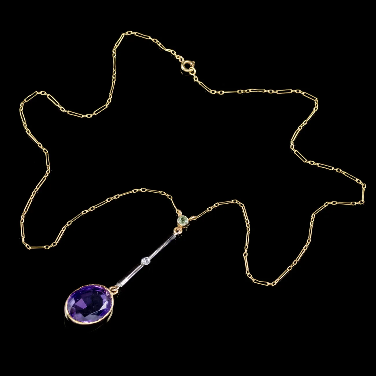 Antique Victorian Suffragette Lavaliere Necklace 15Ct Gold Circa 1900