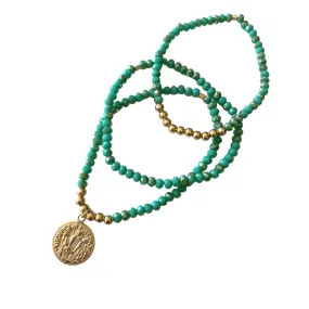Anza Turquoise Crystal Coin Bracelet Set