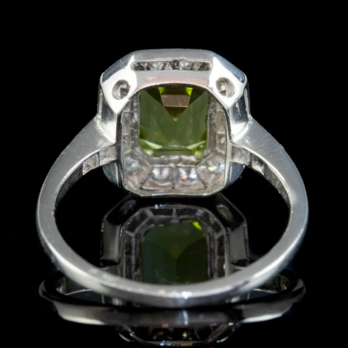 Art Deco Peridot Diamond Ring Platinum 1.60ct Peridot 1ct Of Diamond Circa 1920