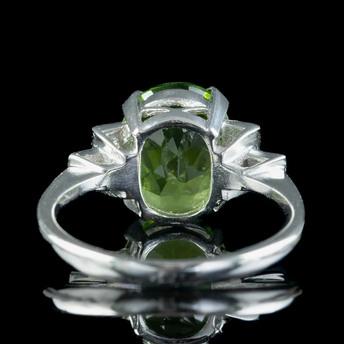 Art Deco Style Peridot Diamond Ring 3.5ct Peridot