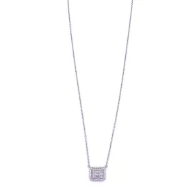 Ashley Gold Sterling Silver CZ Emerald Cut CZ Bezel Drop Necklace