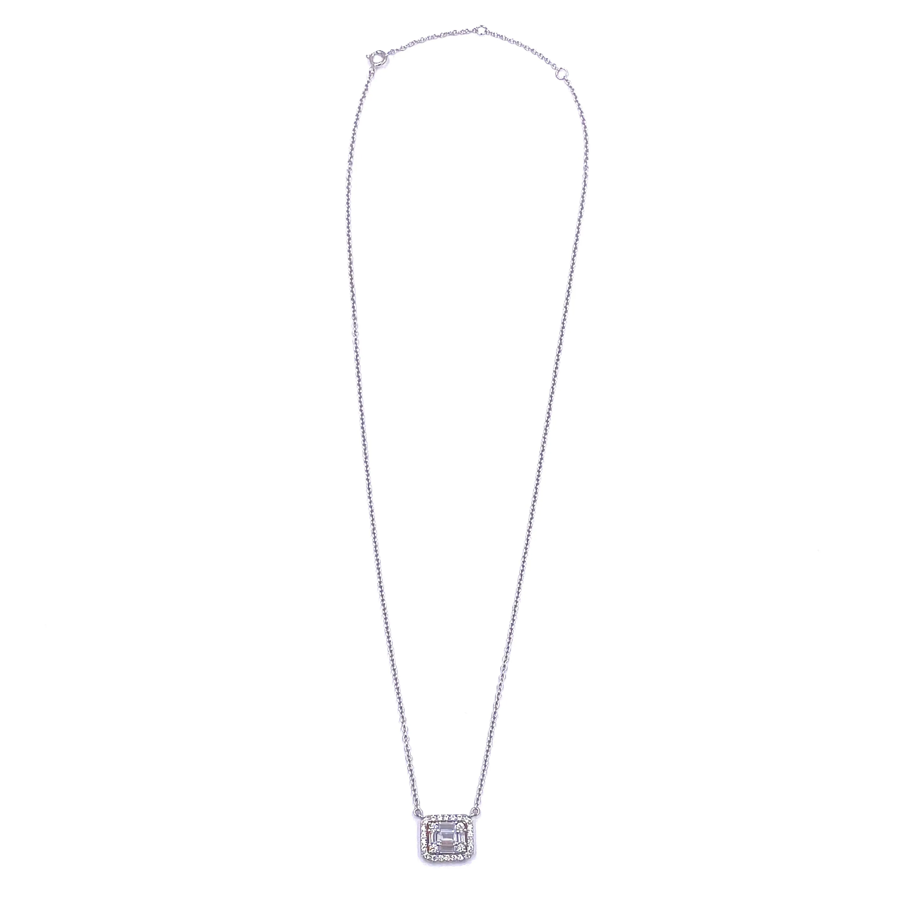 Ashley Gold Sterling Silver CZ Emerald Cut CZ Bezel Drop Necklace