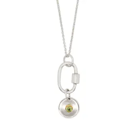 August Birthstone Carabiner Necklace - Peridot