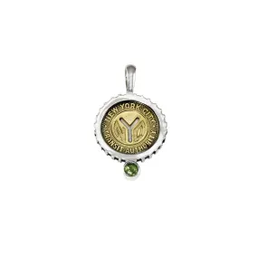 August NYC Authentic Subway Token Peridot Sterling Silver Charm Necklace