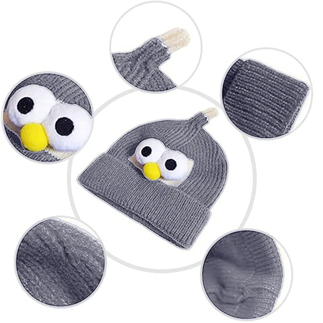 Babymoon Cartoon Angry Birds Woolen Winter Kids Cap Hat | Grey