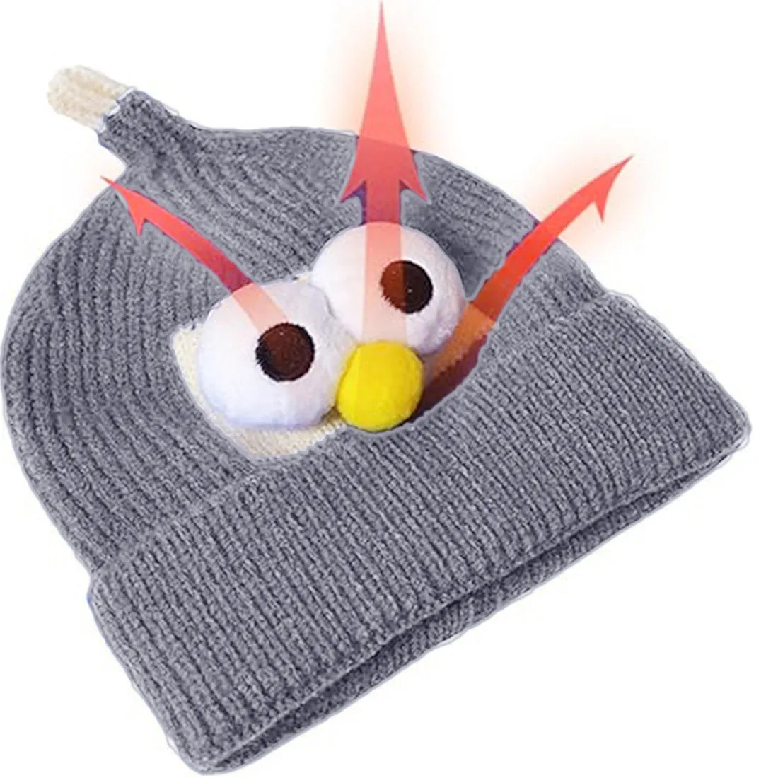 Babymoon Cartoon Angry Birds Woolen Winter Kids Cap Hat | Grey
