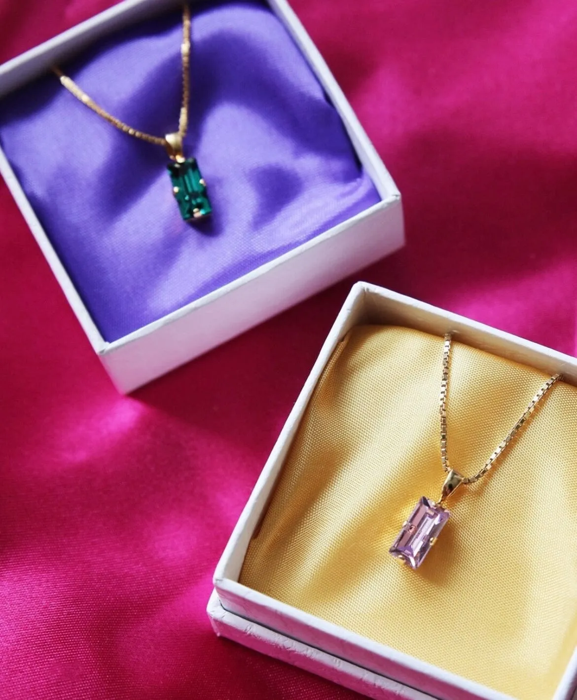 Baguette necklace - emerald