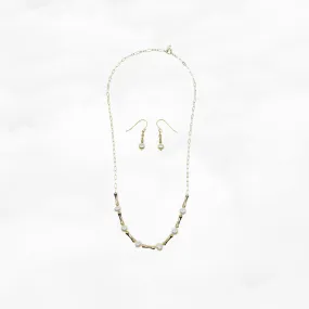 Bamboo Pearl Necklace and Earrings Set