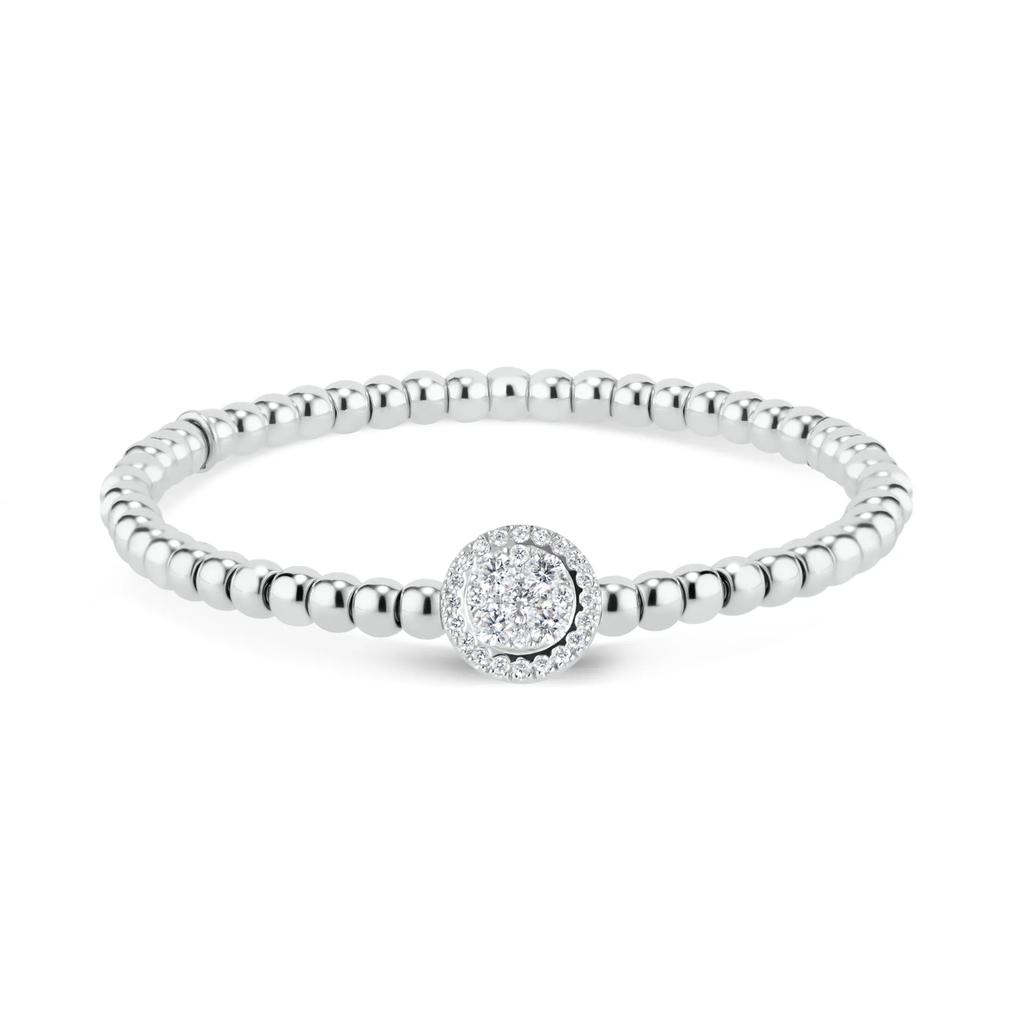 Beaded Gold Bracelet with Diamond Halo Accent