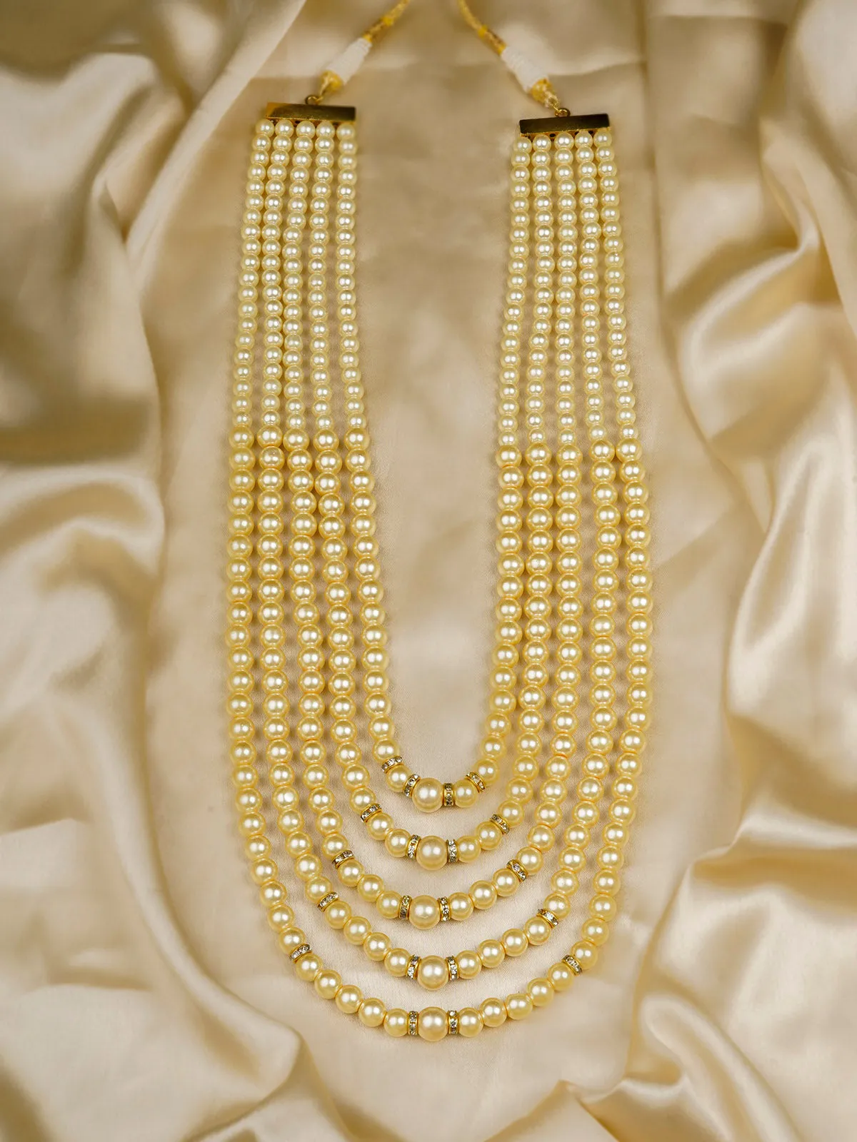 Beige Color Gold Plated Necklace/Mala - MN402
