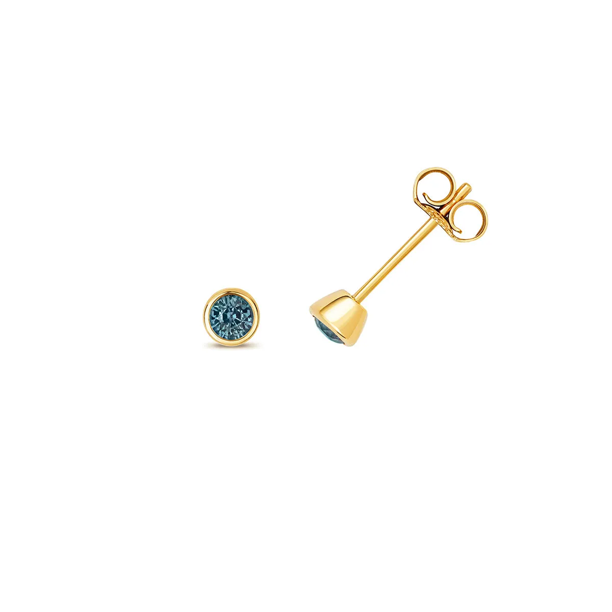 Birthstone Rubover Stud Earrings | 9K Yellow Gold