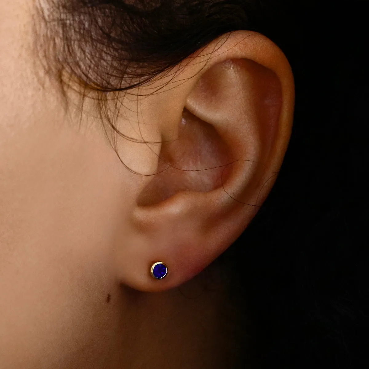 Birthstone Rubover Stud Earrings | 9K Yellow Gold